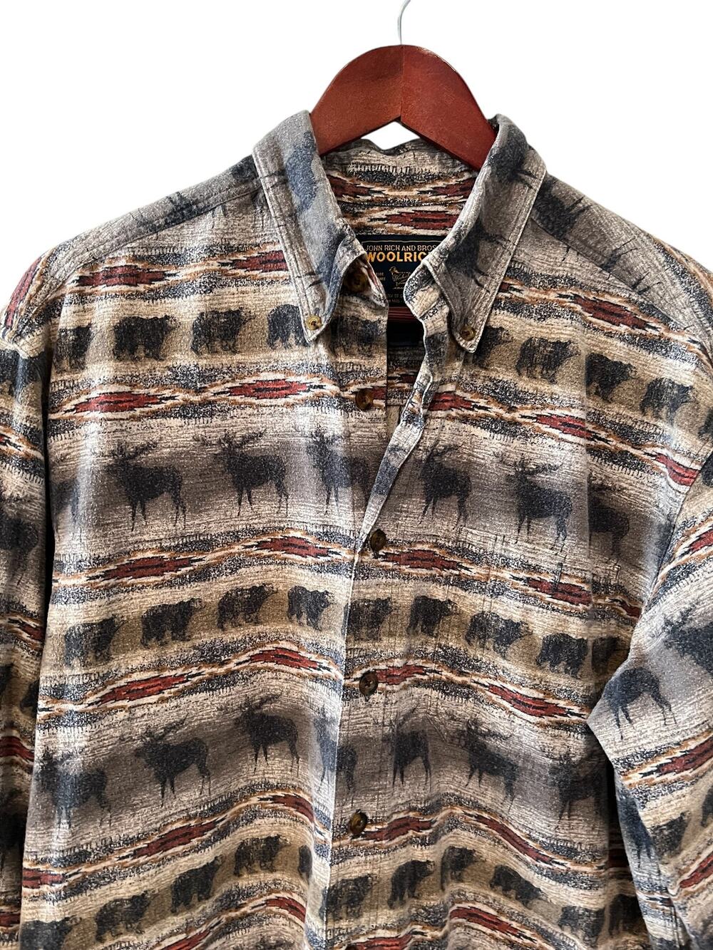 Woolrich Rancher Aztec Moose Print Flannel Shirt